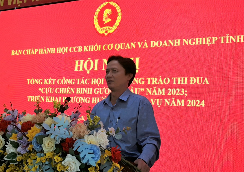 Đồng chí Nguyễn Thanh Dũng - Phó Bí thư Đảng ủy Khối phát biểu tại Hội nghị